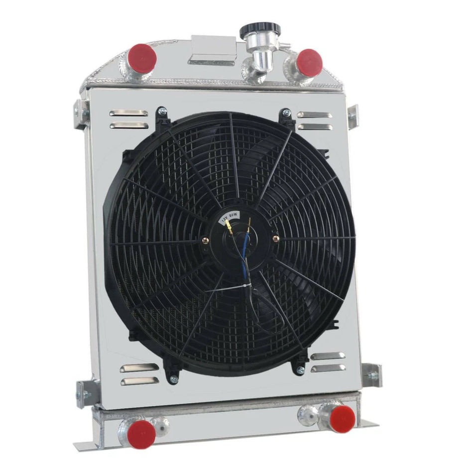 ASI Performance 3 Rows Aluminum Radiator Shroud 16"Fan For 1932 Ford Model Flat Head V8 AT/MT