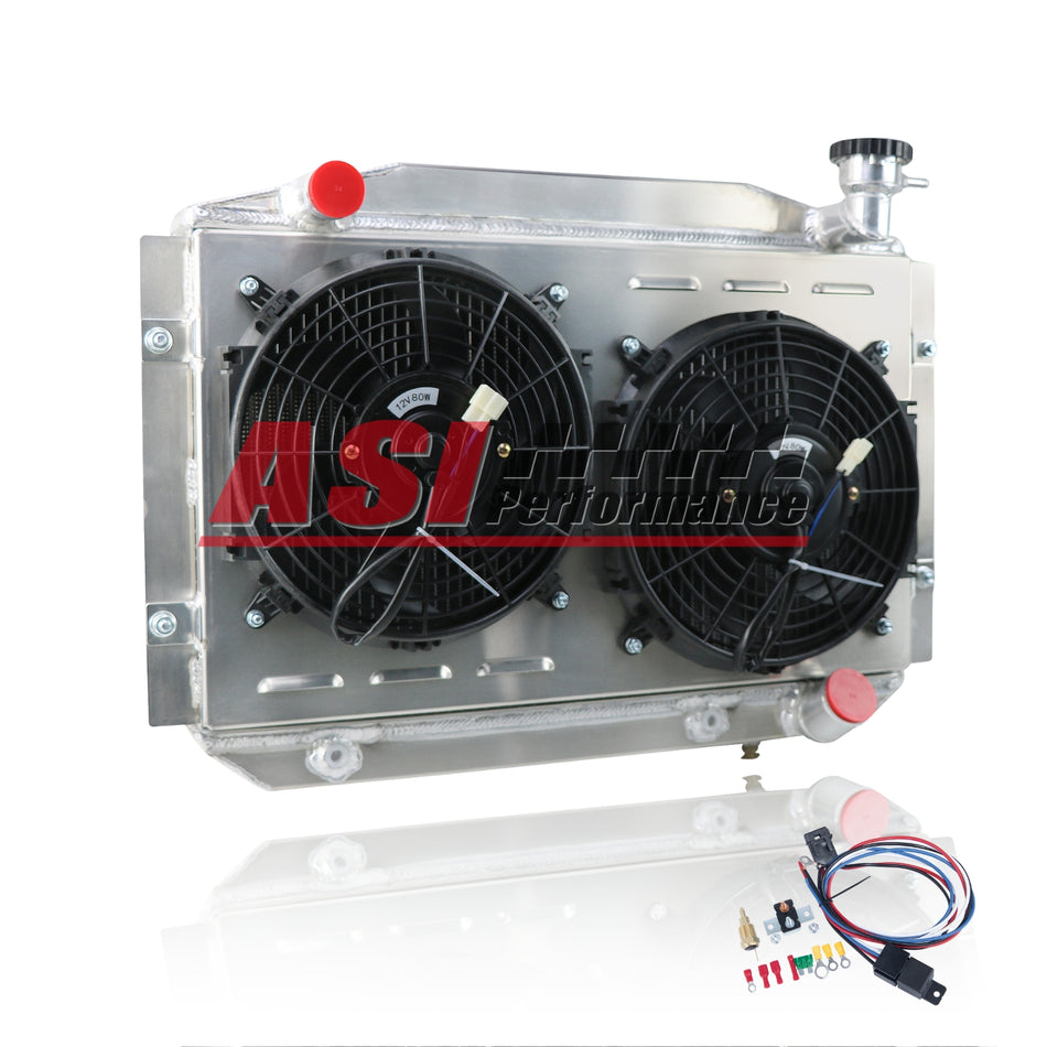ASI Performance 4 ROWS Radiator+Shroud Fan+Relay For 1955-1960 Chevy Corvette 350 V8 Small Block