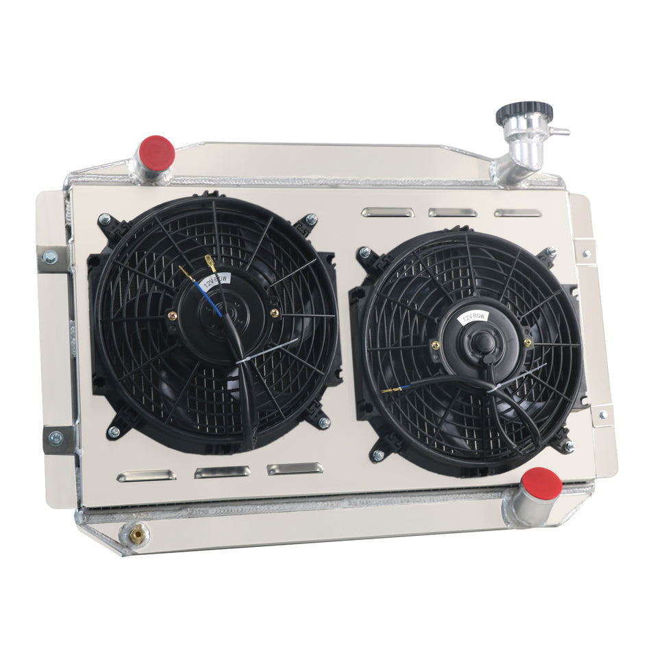 ASI Performance 3 ROW CORE RADIATOR+SHROUD FAN+RELAY for 1955-1960 CHEVY CORVETTE 350 MT V8