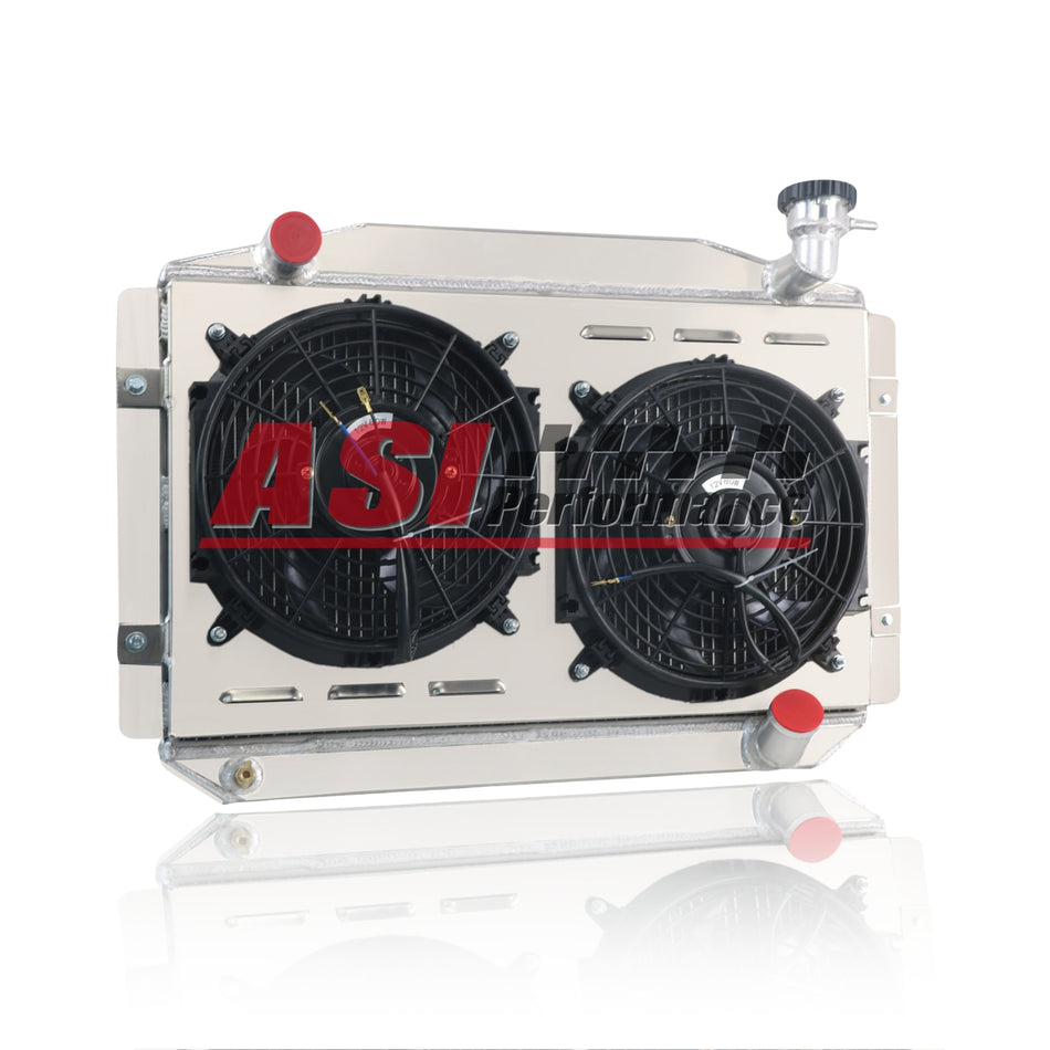 ASI Performance 3 ROW CORE RADIATOR+SHROUD FAN+RELAY for 1955-1960 CHEVY CORVETTE 350 MT V8