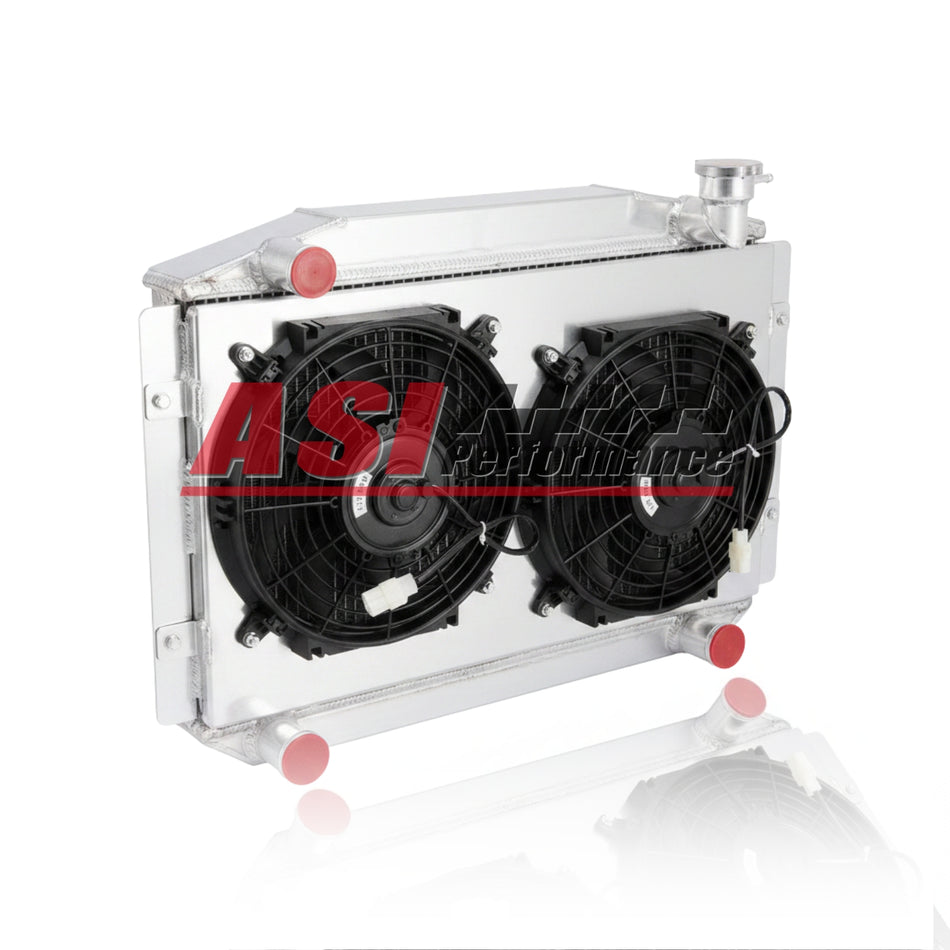 ASI Performance 4-Row Aluminum Radiator+Shroud Fan Fit 1955-1960 Chevy Corvette 350 V8 4.6L MT
