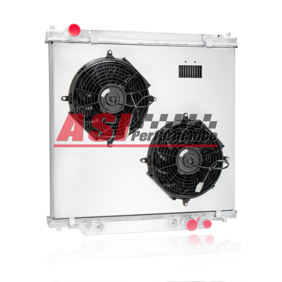ASI Performance 2 Row Radiator+Shroud Fan Fit 99-04 Ford F-350 F-250 F-450 Super Duty 6.8L 7.3L.