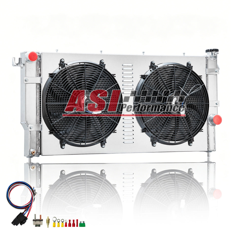 ASI Performance 4ROW Radiator+Shroud Fan For 1994~2002 Dodge Ram 2500 3500 5.9L Diesel Cummins