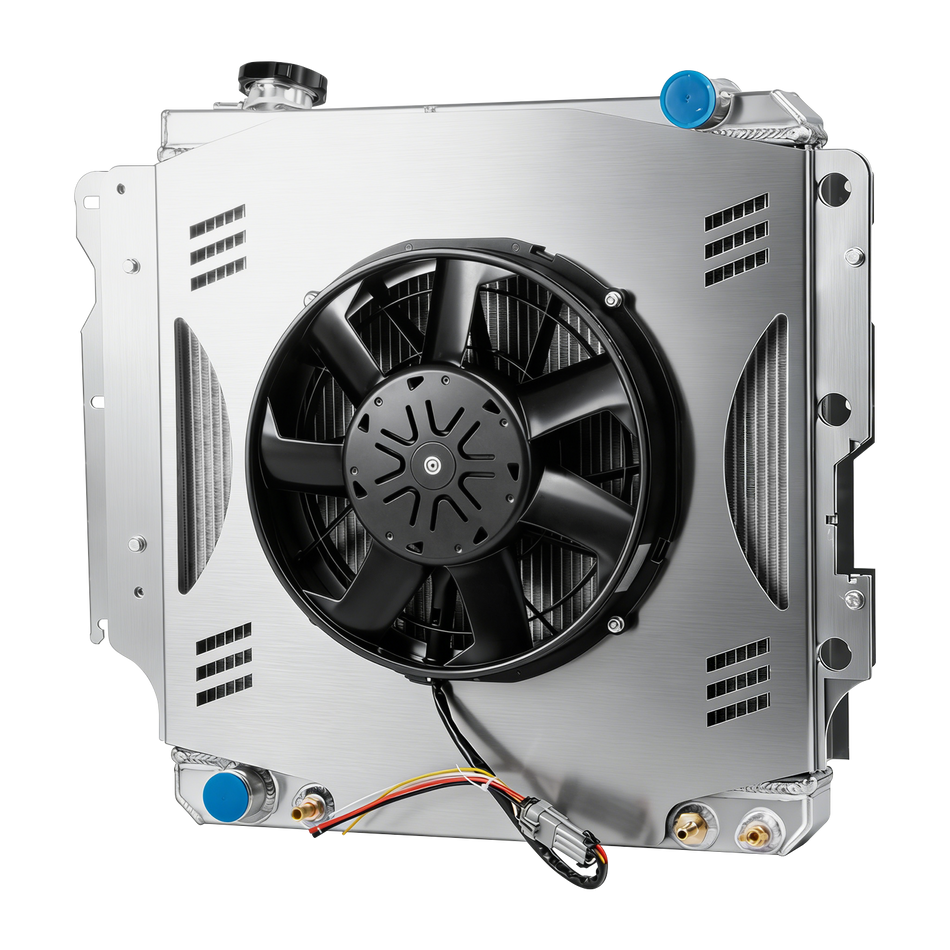 TSM 3-Row Aluminum Radiator w/Shroud Fan For 1987-2006 Jeep Wrangler TJ YJ L6