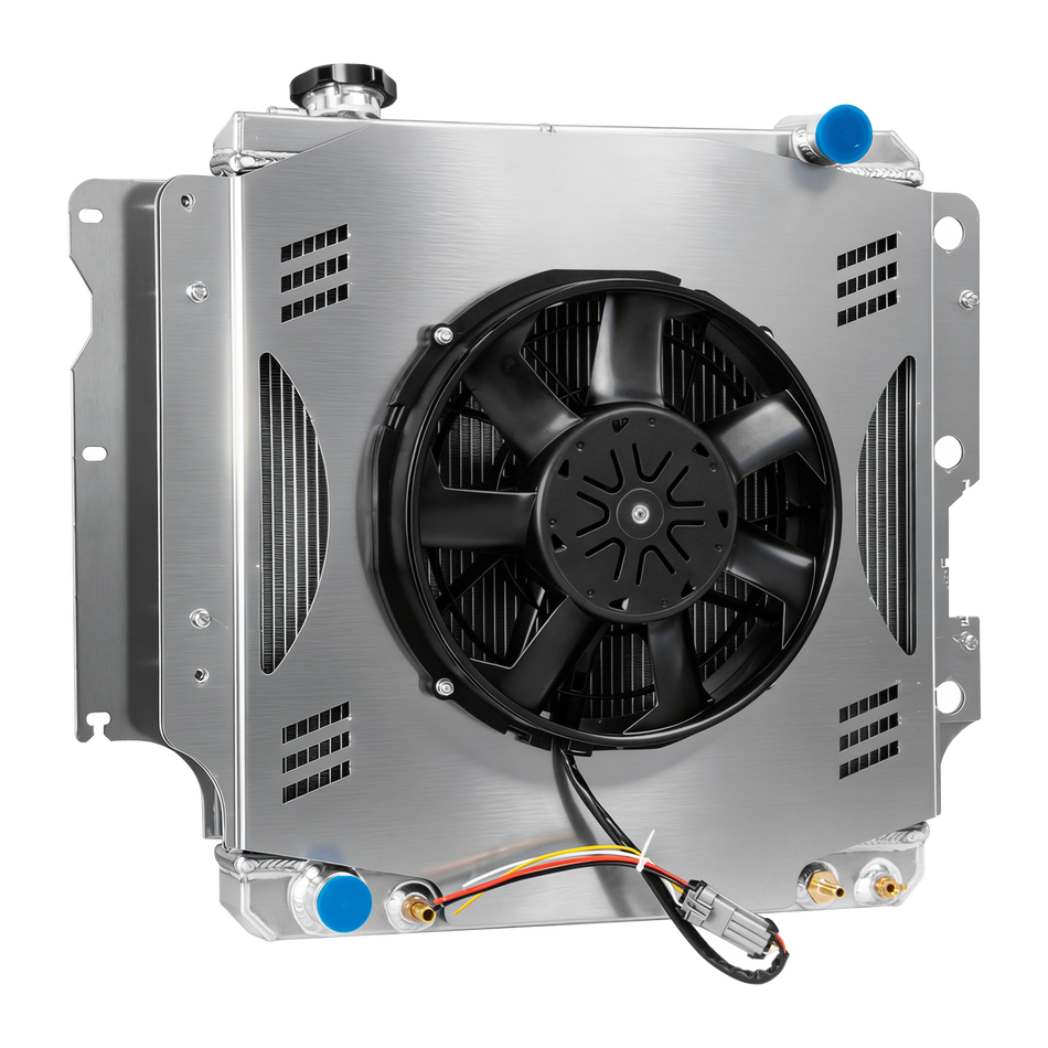 TSM 3-Row Aluminum Radiator w/Shroud Fan For 1987-2006 Jeep Wrangler TJ YJ L6