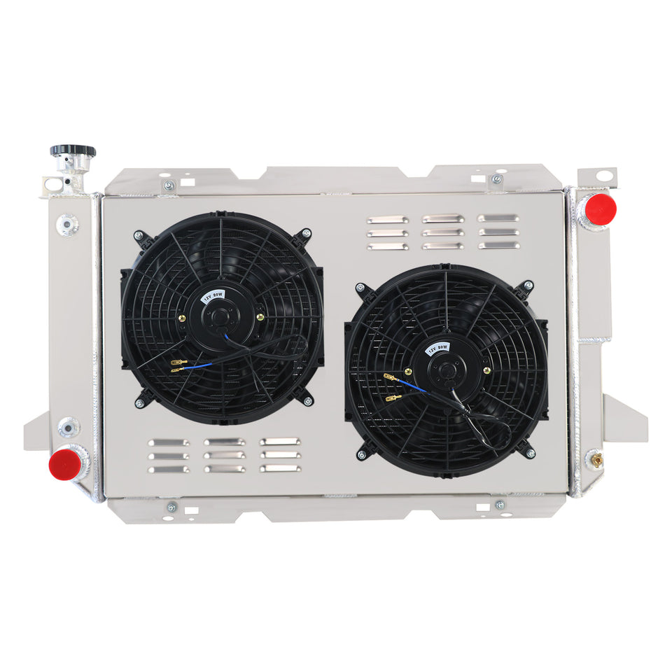 ASI Performance 3-Rows Aluminum Radiator+Shroud Fan Fit 1985-1997 Ford F150 F250 F350 Bronco V8;