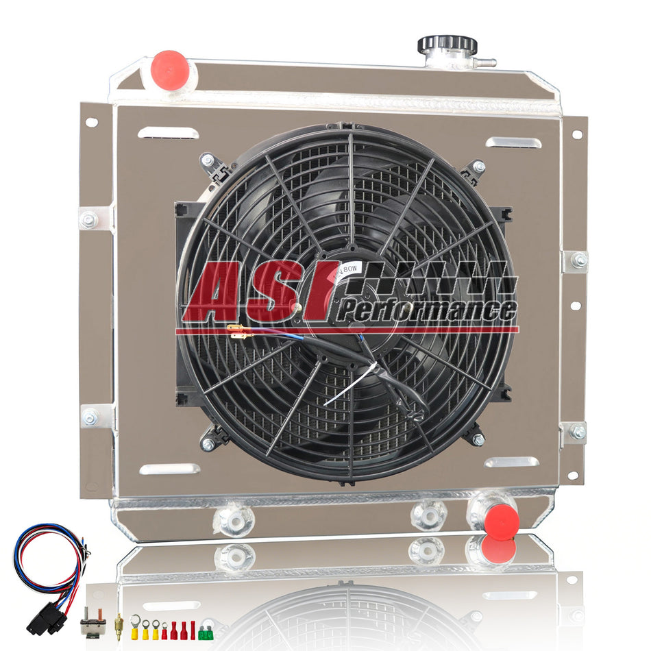 ASI Performance 3 core Aluminum Radiator Shroud Fan for 58~1984 Toyota Land Cruiser FJ40/ FJ45 L6