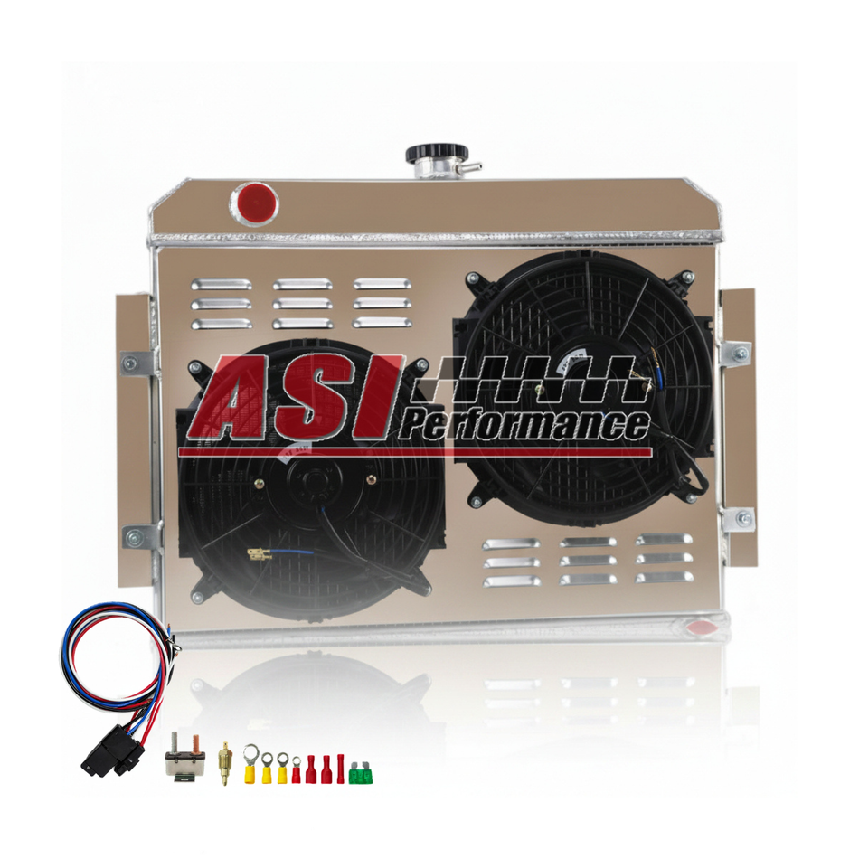 ASI Performance For 72-1986 1984 Jeep CJ CJ5/CJ7 Chevy V8 Conversion 3Row Radiator+Shroud Fan.