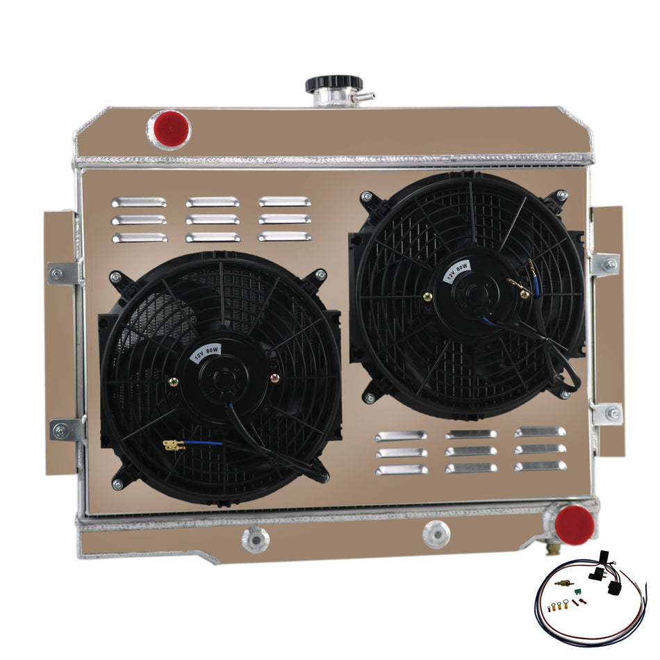 ASI Performance For 72-1986 1984 Jeep CJ CJ5/CJ7 Chevy V8 Conversion 3Row Radiator+Shroud Fan.