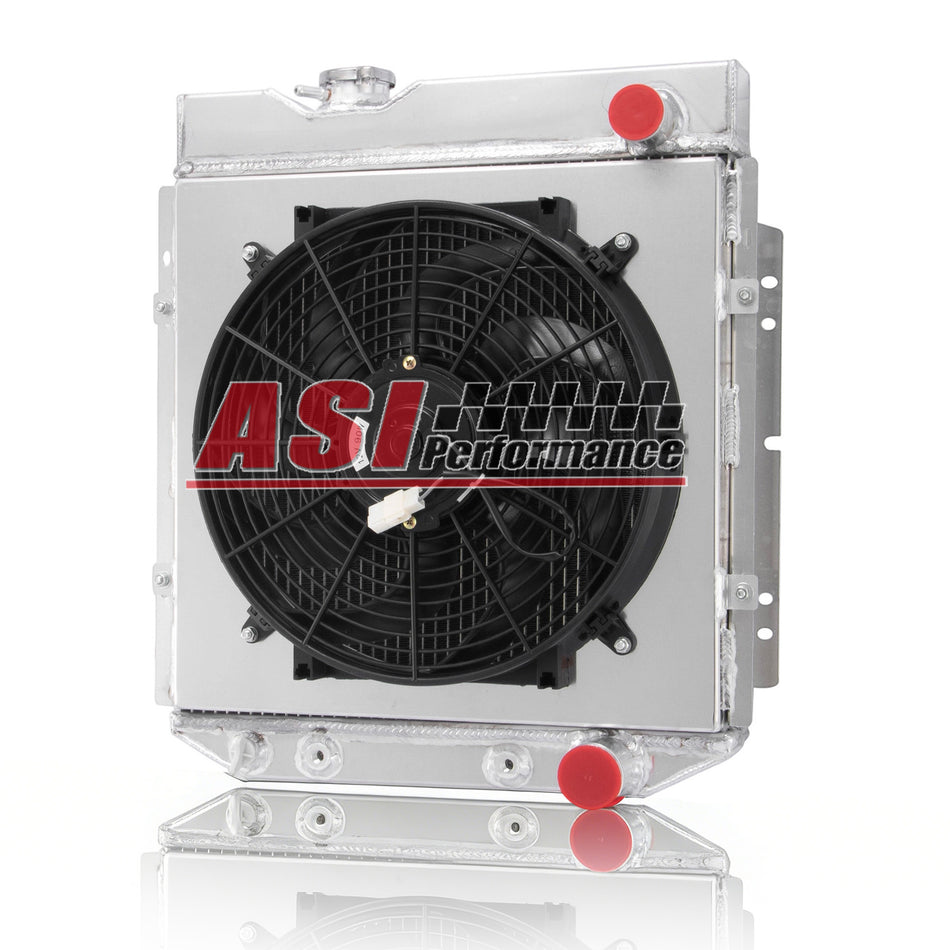 ASI Performance 3 Row Radiator with Shroud Fan For 1960-65 Ford Falcon/Ranchero/Comet 64-66 Mustang 19-3/5''W x 21-5/9'' H