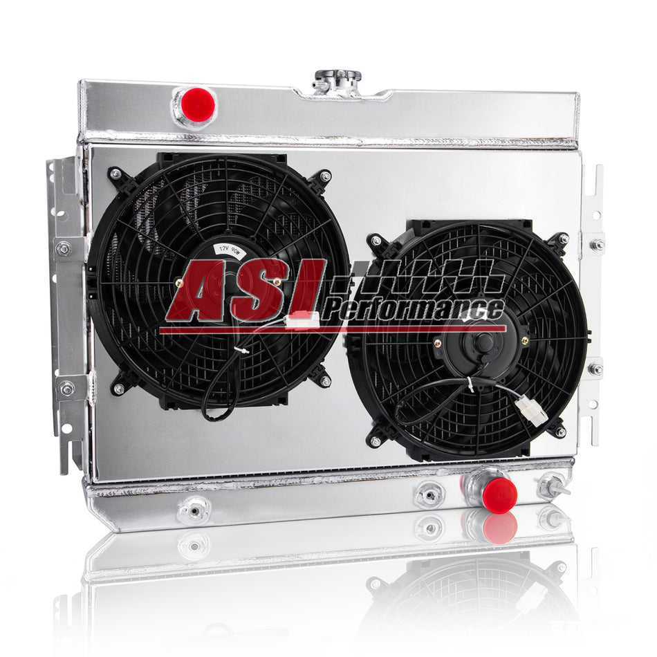 ASI Performance Aluminum 3 Row Radiator with Fan Shroud For 63-68 Chevy Impala Bel Air Biscayne l6 V8 22-1/4'' H x 27-3/4'' W