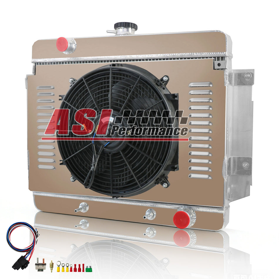 ASI Performance 3 Rows Radiator+Shroud Fan For 1969-1970 Chevy Impala/Bel Air/Caprice/Brookwood