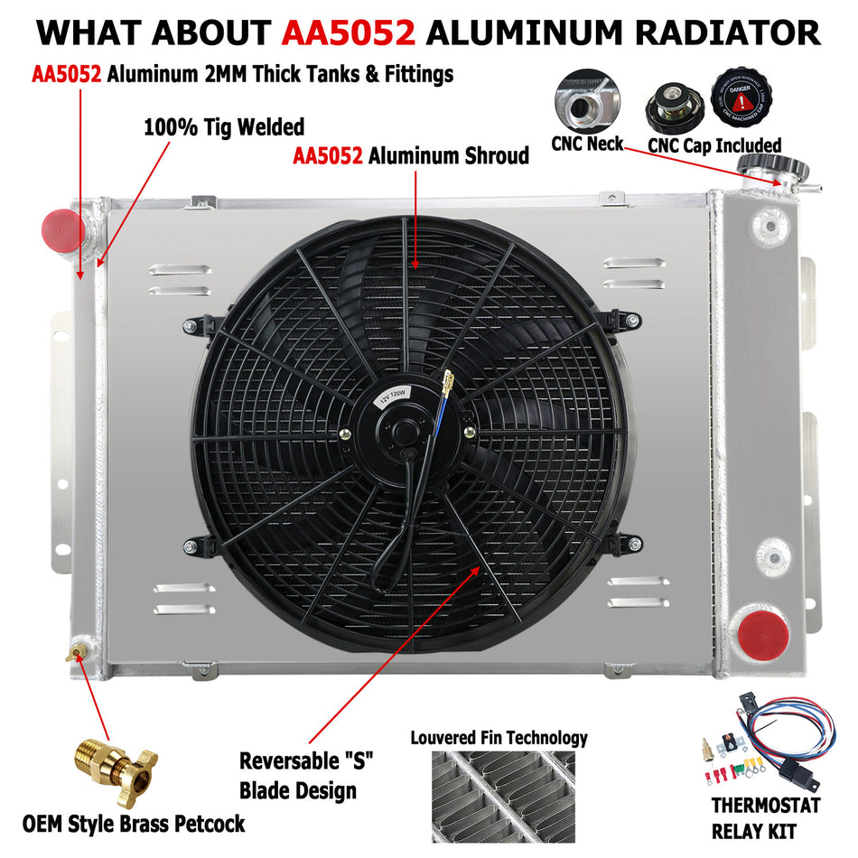 ASI Performance 3-Row Radiator Shroud Fan For 1967-1969 1968 Chevy Camaro / Pontiac Firebird