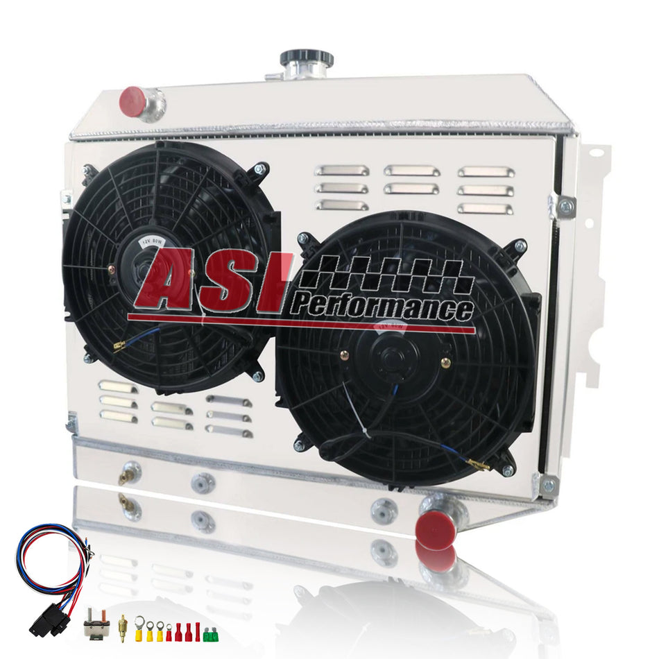 ASI Performance Dodge 3Row Radiator 1968-1974 Challenger Charger Mopar Plymouth Satellite Barracuda 26''W 4.5 5.6 5.9L V8 Shroud Fan Relay 90W