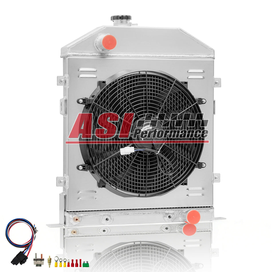 ASI Performance 3 Rows Radiator Shroud Fan For 1942-48 Ford Deluxe Coupe Mercury Series 29A 3.9L