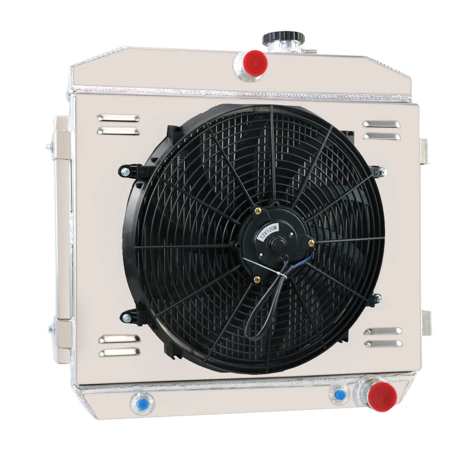 ASI Performance 3 Row Aluminum Radiator+Shroud Fan Kit for 1955-57 Chevrolet Bel Air Nomad V8.