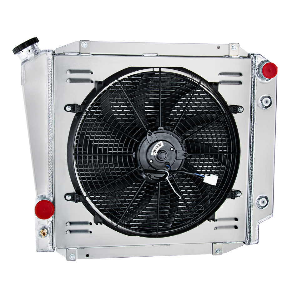 ASI Performance 3-Core Radiator+Shroud+Electric Fan Fit 1966~1977 Ford Bronco 3.3L l6 5.0 V8