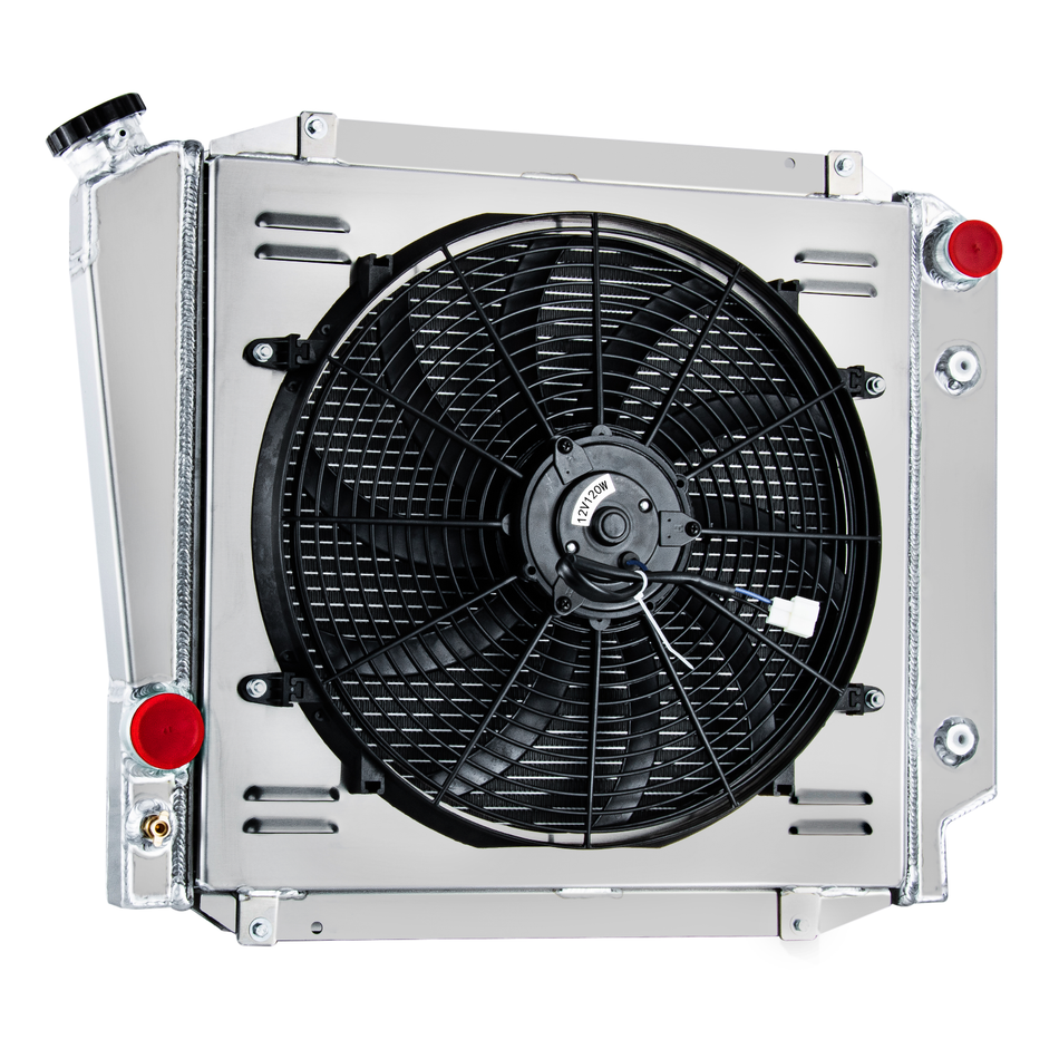 ASI Performance 3-Core Radiator+Shroud+Electric Fan Fit 1966~1977 Ford Bronco 3.3L l6 5.0 V8