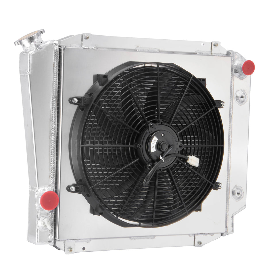 ASI Performance 3-Row Radiator+Shroud Fan For 1966-1977 Ford Bronco L6 4.7L 4.9L V8 Engine