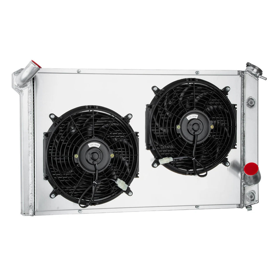 ASI Performance 3 Row Radiator with Shroud Fan For 1973-1976 Chevy Corvette Base Stingray 5.7L 7.4L 33-1/2 W x 19-1/2 H