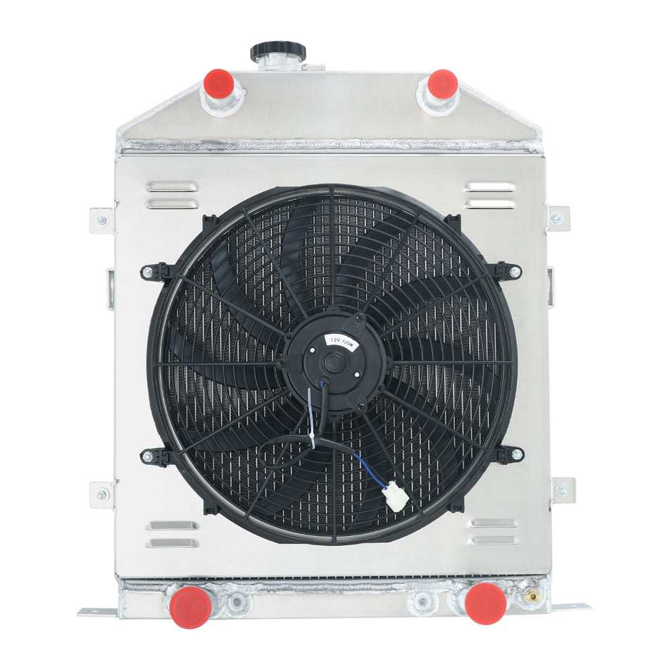 ASI Performance 3 Row Radiator+Shroud Fan Fit 1942-1948 Ford Super Deluxe/Deluxe Flathead Engine